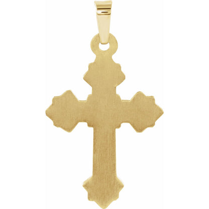 14K Yellow Gold 20x16 mm Hollow Cross Pendant