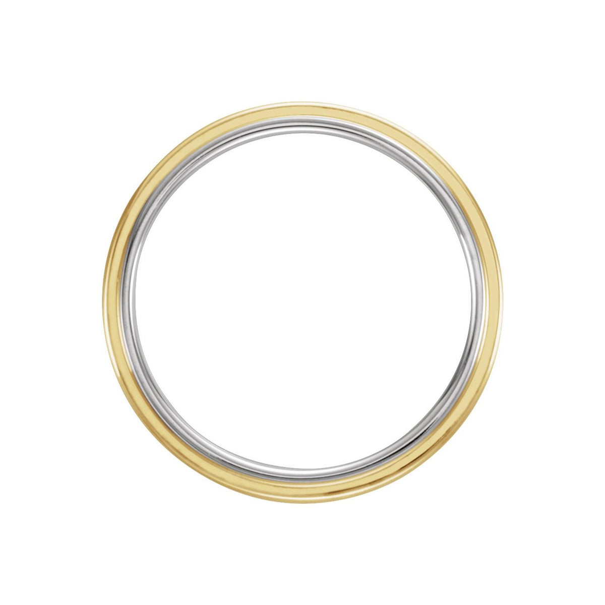 14K Yellow/White/Yellow Gold Stepped-Edge Grooved Comfort-Fit Flat Band