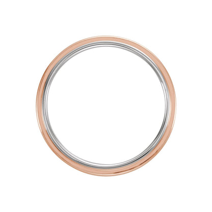 14K Yellow/White/Yellow Gold Stepped-Edge Grooved Comfort-Fit Flat Band