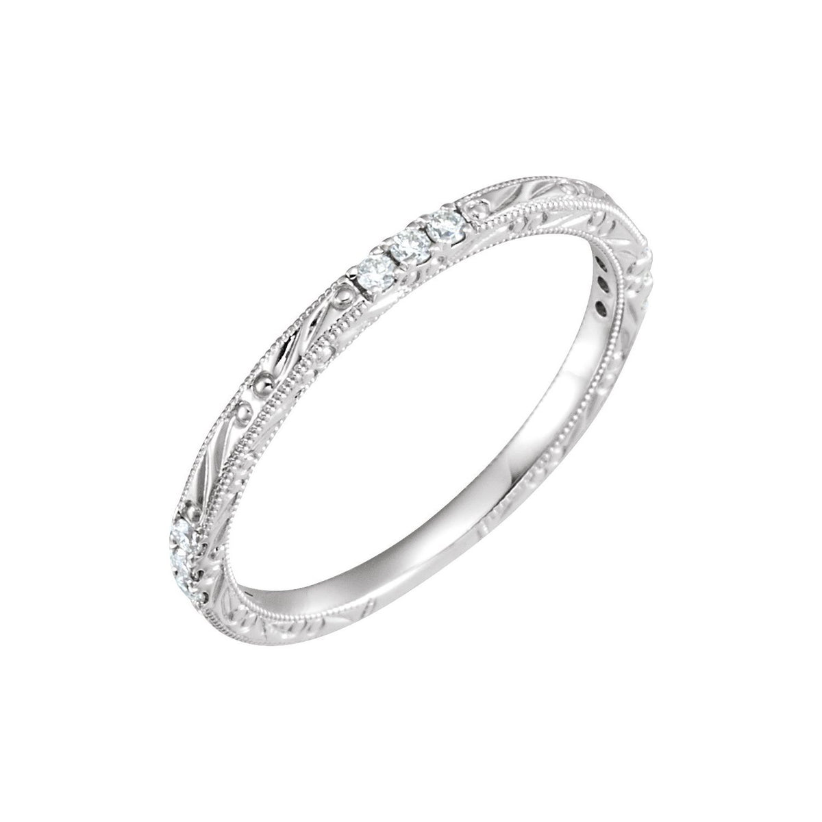 14K White Gold 1/10 CTW Natural Diamond Anniversary Band, 1.4 x 1.45 mm