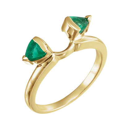 14K Yellow Gold Natural Emerald Wrap-Style Ring Enhancer
