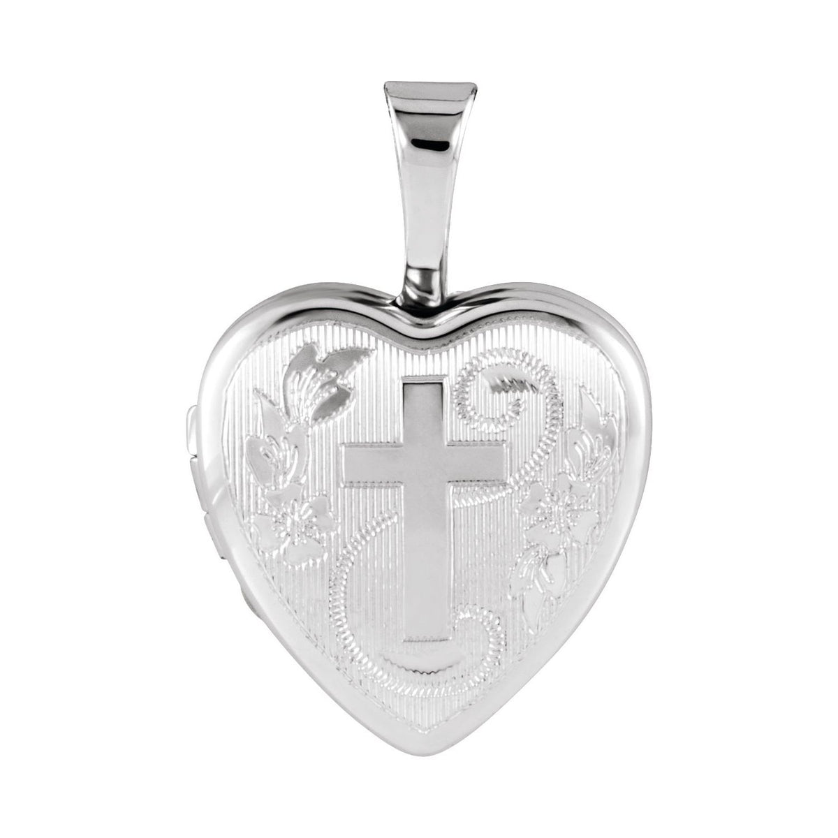 Sterling Silver Heart Locket with Cross