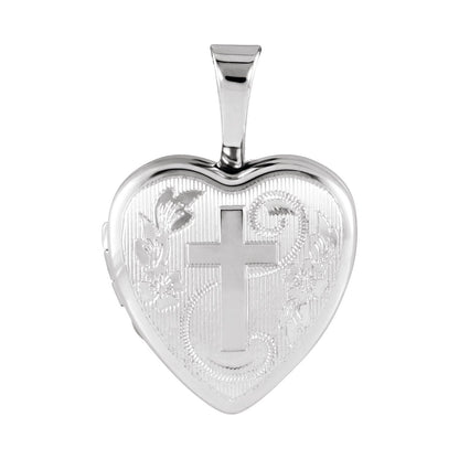 Sterling Silver Heart Locket with Cross