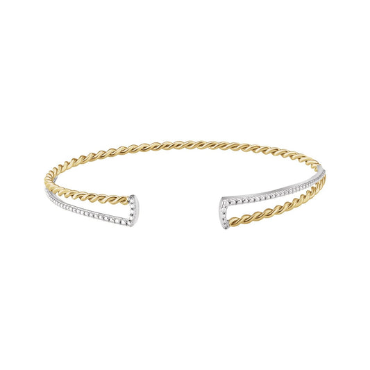 14K Yellow/White Gold Twisted Rope Cuff Bracelet