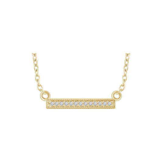 14K Yellow Gold .05 CTW Natural Diamond Bar 16-18" Necklace