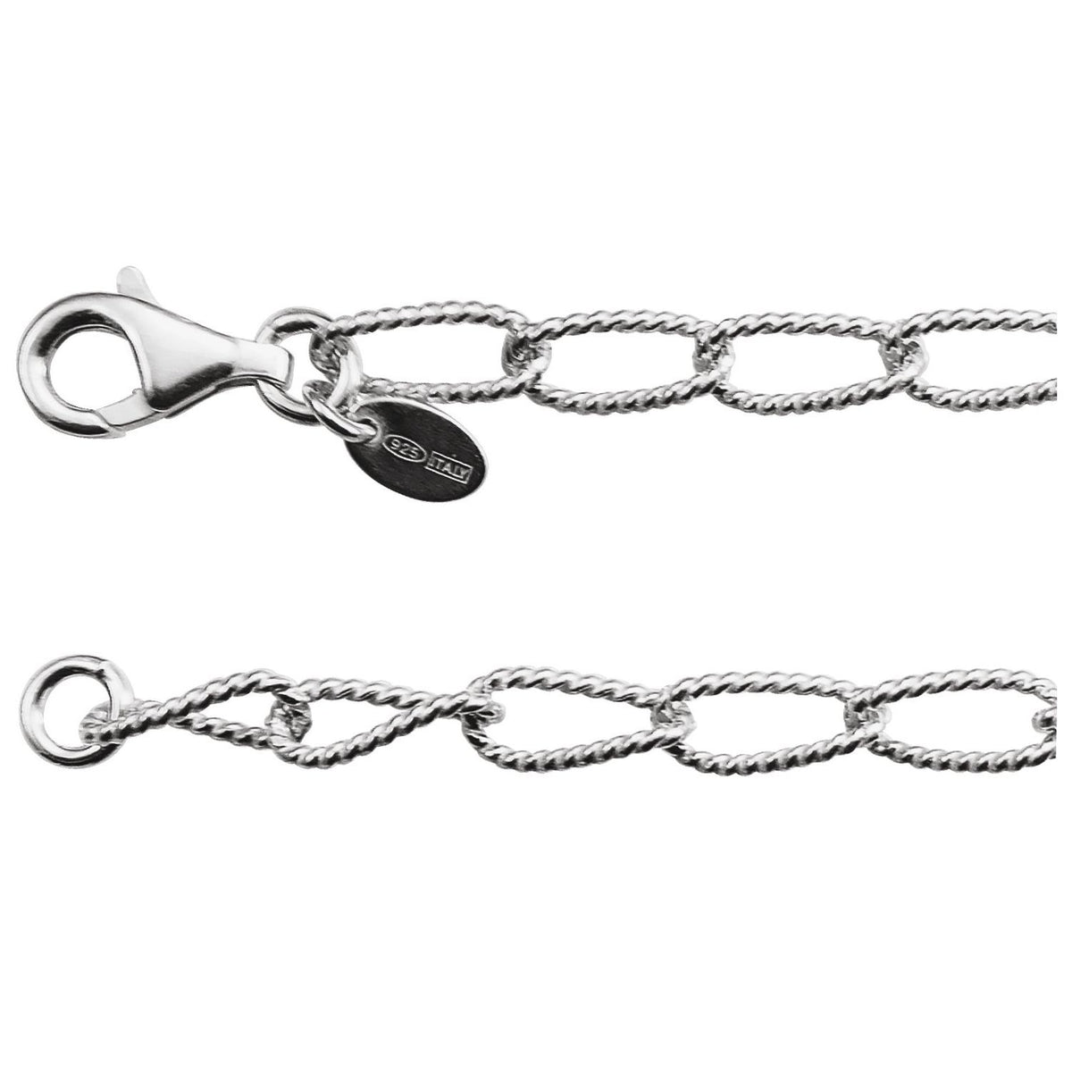 Sterling Silver Knurled Curb 24" Chain