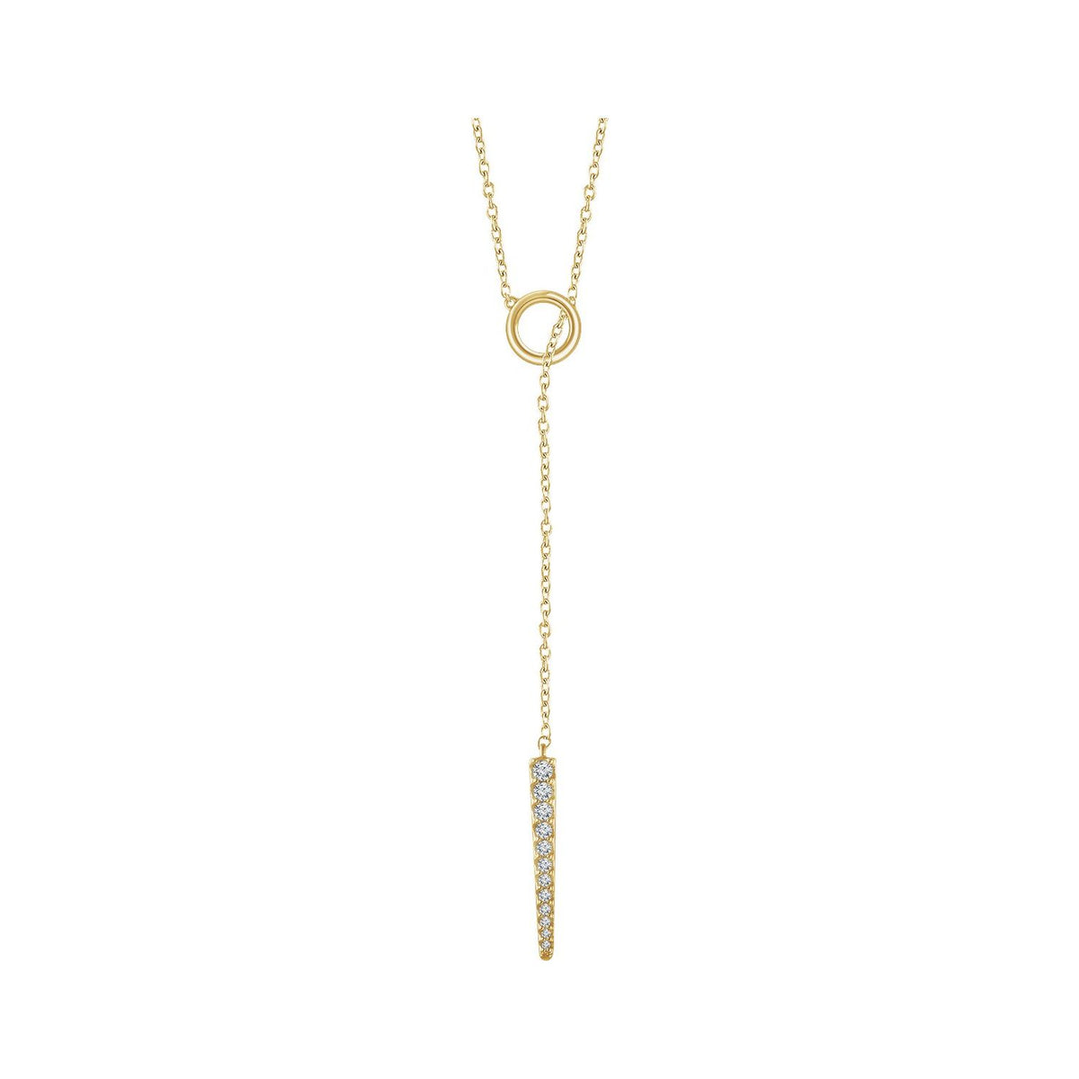 14K Yellow Gold 1/6 CTW Natural Diamond Circle & Bar 16-18" Y Necklace