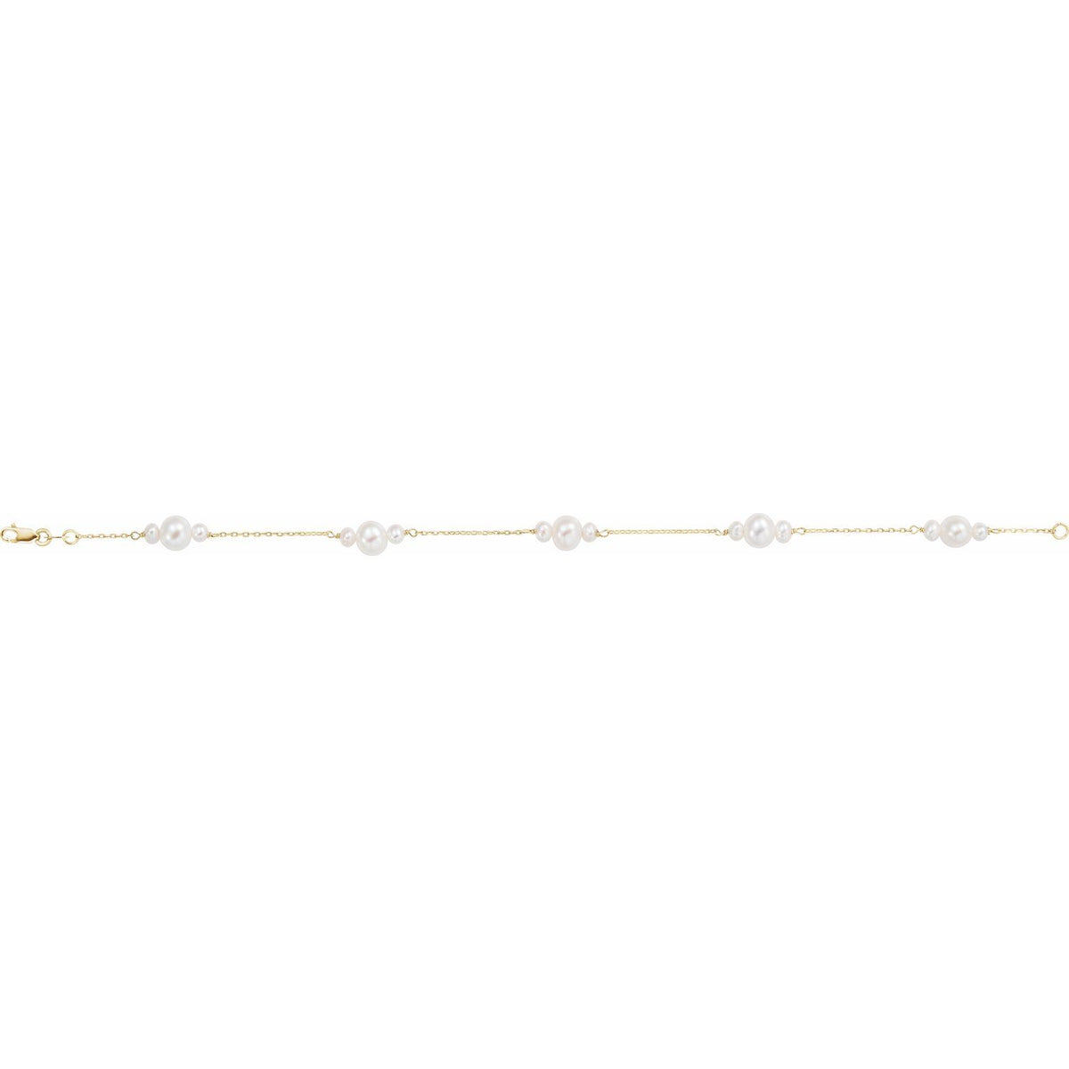 14K Yellow Gold Cultured White Freshwater Pearl 7 1/2" Bracelet