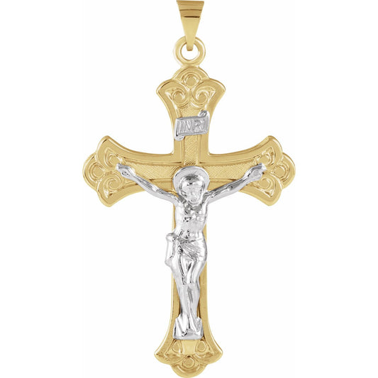 14K Yellow/White Gold 45x31 mm Crucifix Pendant