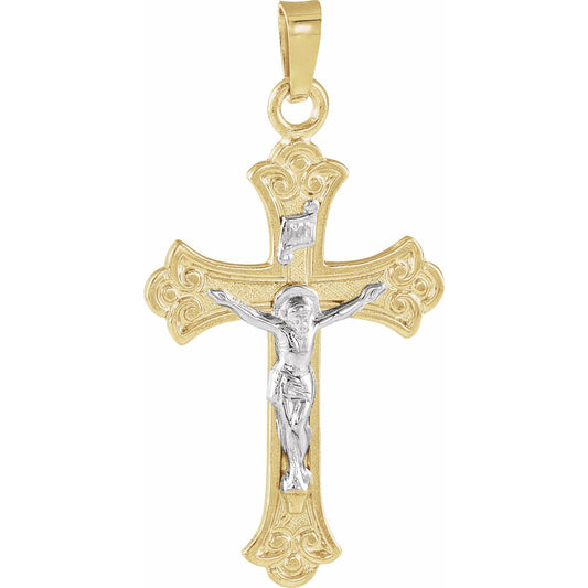 14K Yellow/White Gold 27.75x17 mm Crucifix Pendant