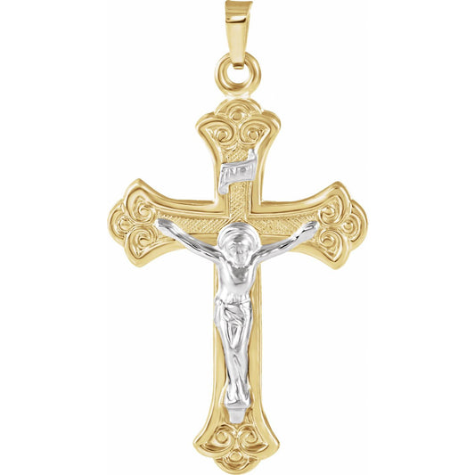 14K Yellow/White Gold 32x23 mm Crucifix Pendant