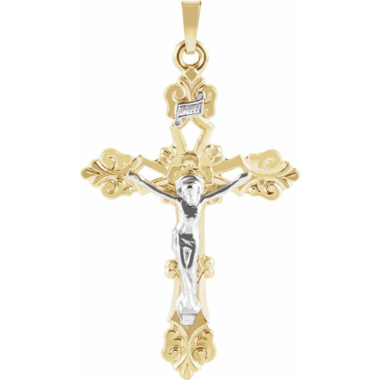 14K Yellow/White Gold 35x24. Crucifix Pendant