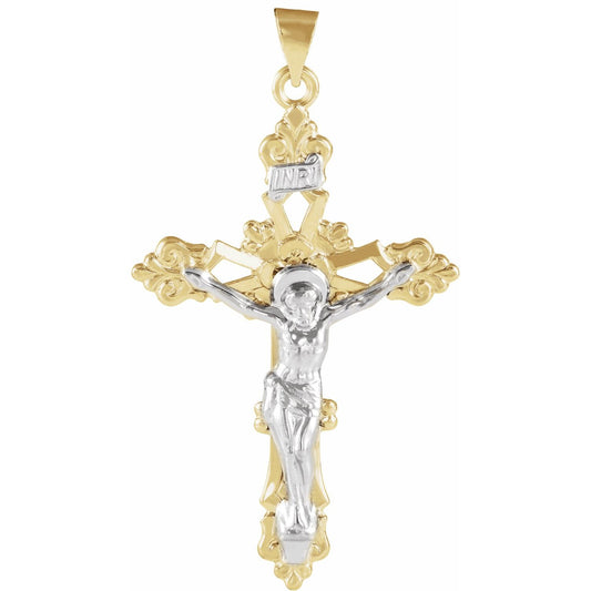 14K Yellow/White Gold 45.5x30. Crucifix Pendant