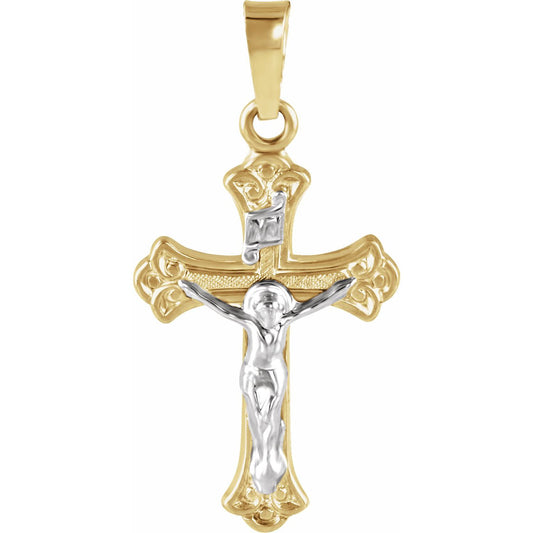 14K Yellow/White Gold 19x13 mm Crucifix Pendant