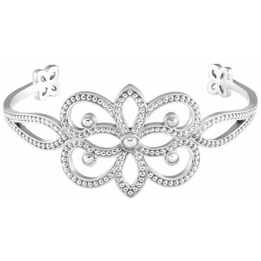 Sterling Silver Granulated Cuff 6 1/2" Bracelet