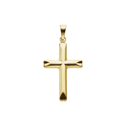 14K Yellow Gold 25x17 mm Hollow Cross Pendant