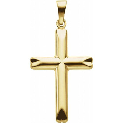 14K Yellow Gold 25x17 mm Hollow Cross Pendant