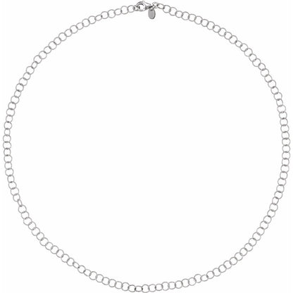 Sterling Silver Knurled Rolo 24" Chain