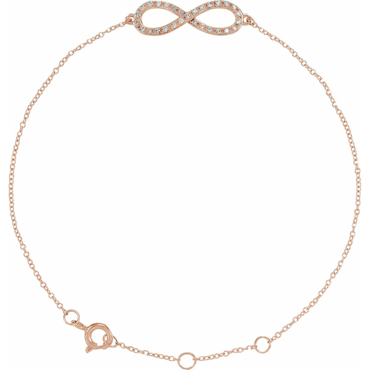 14K Rose Gold 1/8 CTW Natural Diamond Infinity-Inspired 7-8" Bracelet