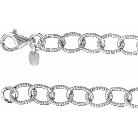 Sterling Silver Knurled Cable 18" Chain