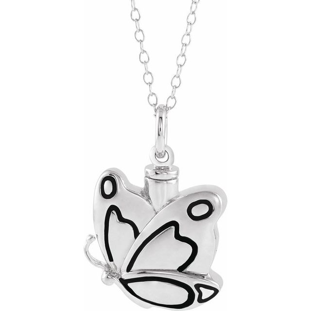 Sterling Silver Butterfly Ash Holder 18" Necklace