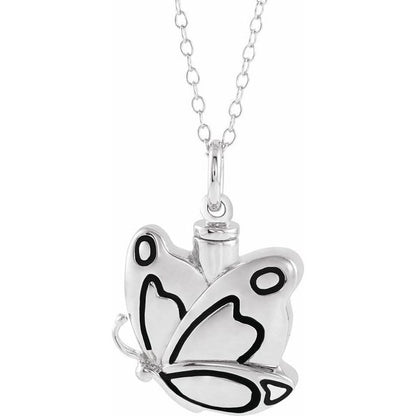 Sterling Silver Butterfly Ash Holder 18" Necklace
