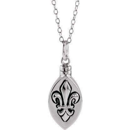 Sterling Silver Fleur-de-lis Ash Holder 18" Necklace