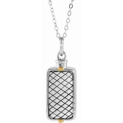 Sterling Silver Rectangle Ash Holder 18" Necklace