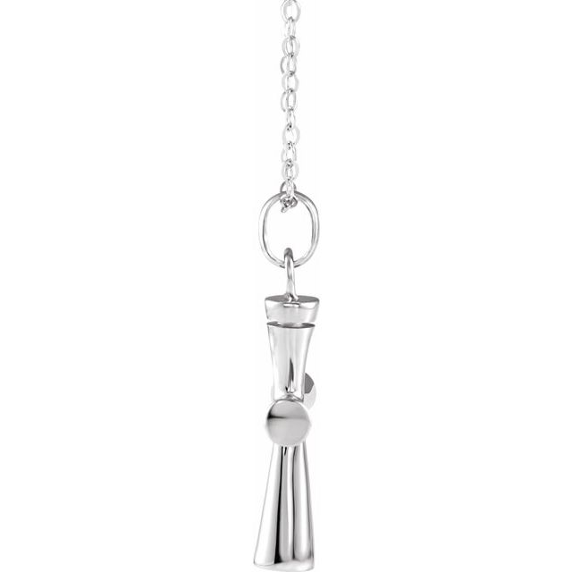 Sterling Silver Cross Ash Holder 18" Necklace, 30.1 x 17.6 mm