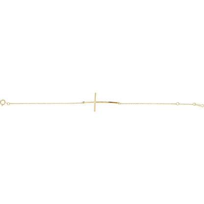 .02 CT Natural Diamond Sideways Cross 7-8" Bracelet