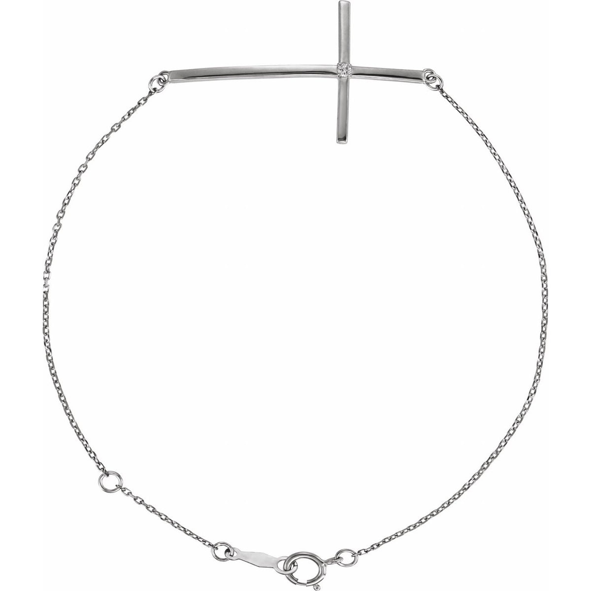 .02 CT Natural Diamond Sideways Cross 7-8" Bracelet