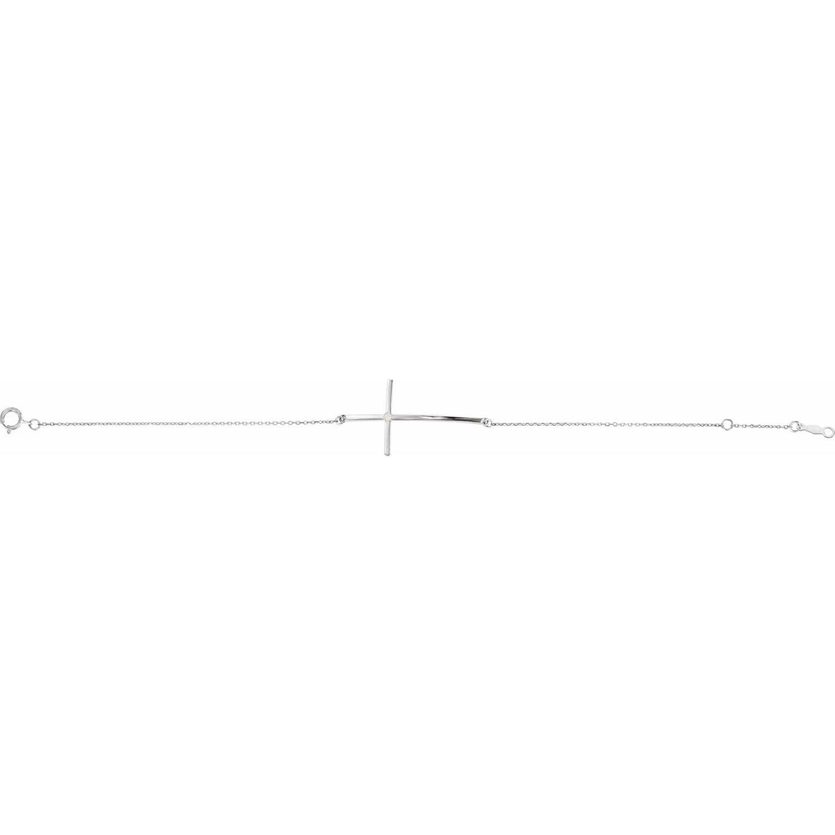.02 CT Natural Diamond Sideways Cross 7-8" Bracelet