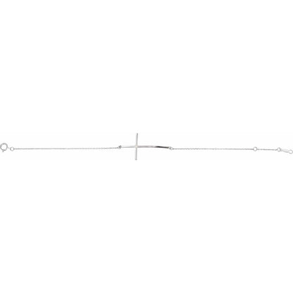 .02 CT Natural Diamond Sideways Cross 7-8" Bracelet