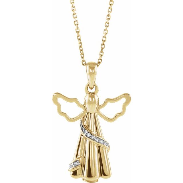 10K Yellow Gold .03 CTW Natural Diamond Angel Ash Holder 18" Necklace