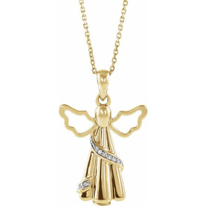 10K Yellow Gold .03 CTW Natural Diamond Angel Ash Holder 18" Necklace