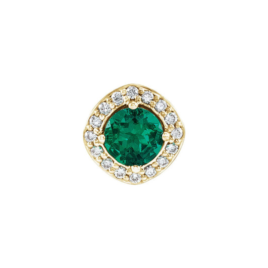 14K Yellow Gold Lab-Grown Emerald & .08 CTW Natural Diamond Pendant