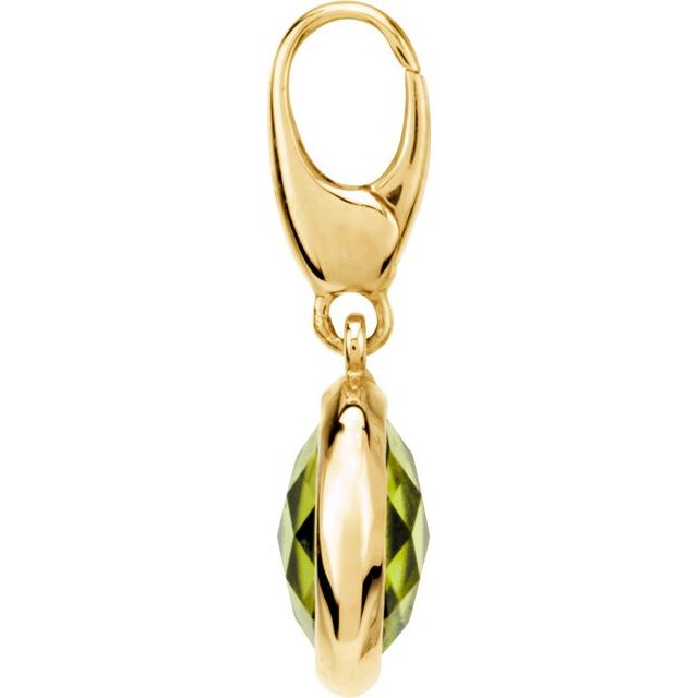 14K Yellow Gold Checkerboard Natural Peridot Charm/Pendant