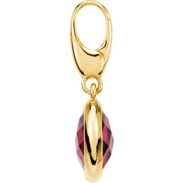 14K Yellow Gold Checkerboard Natural Rhodolite Garnet Charm/Pendant