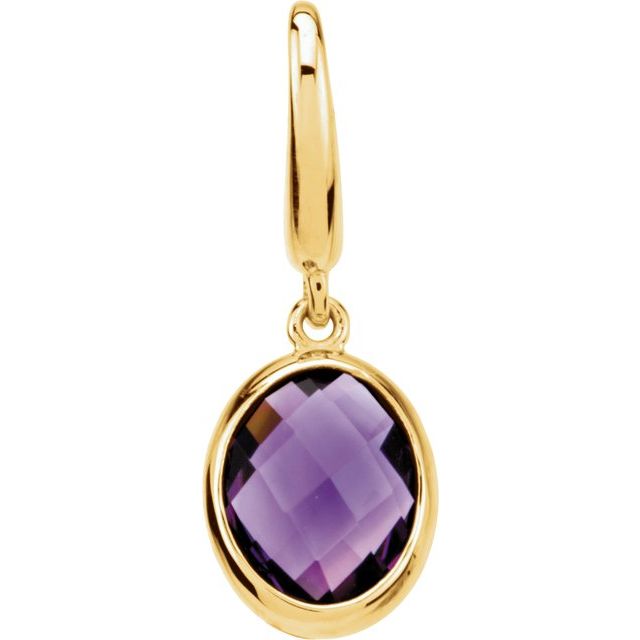 14K Yellow Gold Checkerboard Natural Amethyst Charm/Pendant