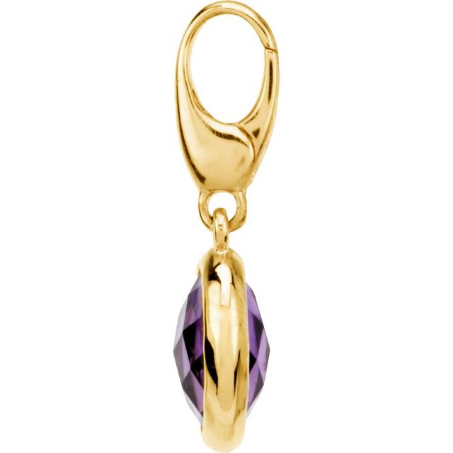 14K Yellow Gold Checkerboard Natural Amethyst Charm/Pendant