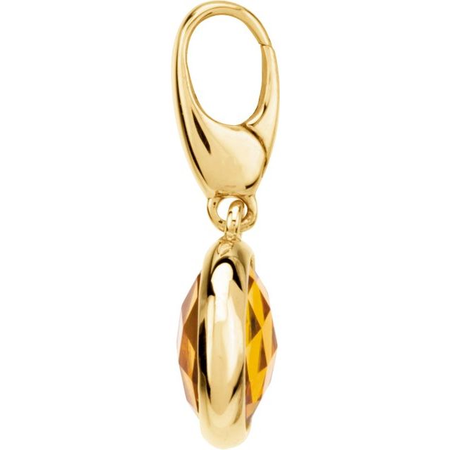 14K Yellow Gold Checkerboard Natural Citrine Charm/Pendant