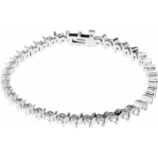 14K White Gold 1 1/2 CTW Natural Diamond Line 7 1/4" Bracelet