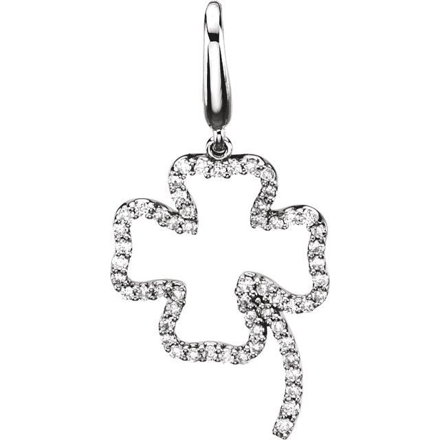 14K White Gold 1/3 CTW Natural Diamond Four-Leaf Clover Charm/Pendant