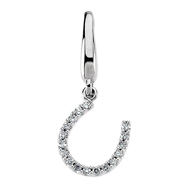 14K White Gold .07 CTW Natural Diamond Horseshoe Charm/Pendant
