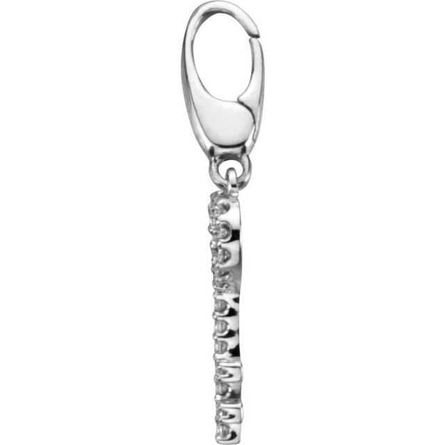 14K White Gold 1/10 CTW Natural Diamond Key Charm/Pendant