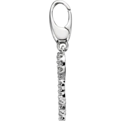 14K White Gold 1/10 CTW Natural Diamond Key Charm/Pendant