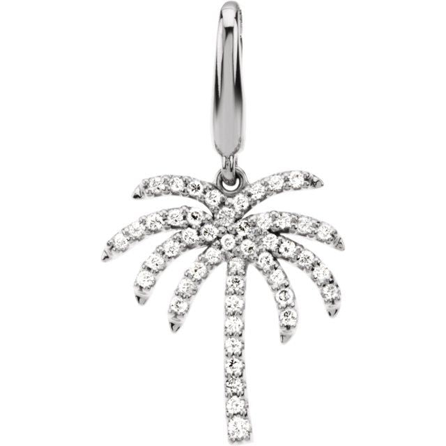 14K White Gold 1/5 CTW Natural Diamond Palm Tree Charm/Pendant
