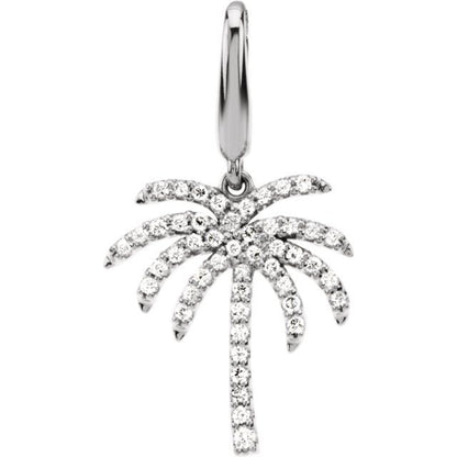 14K White Gold 1/5 CTW Natural Diamond Palm Tree Charm/Pendant
