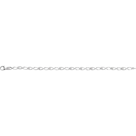14K White Gold 1/8 CTW Natural Diamond Link 7" Bracelet