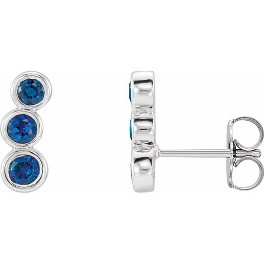 14K White Gold Lab-Grown Blue Sapphire Ear Climbers